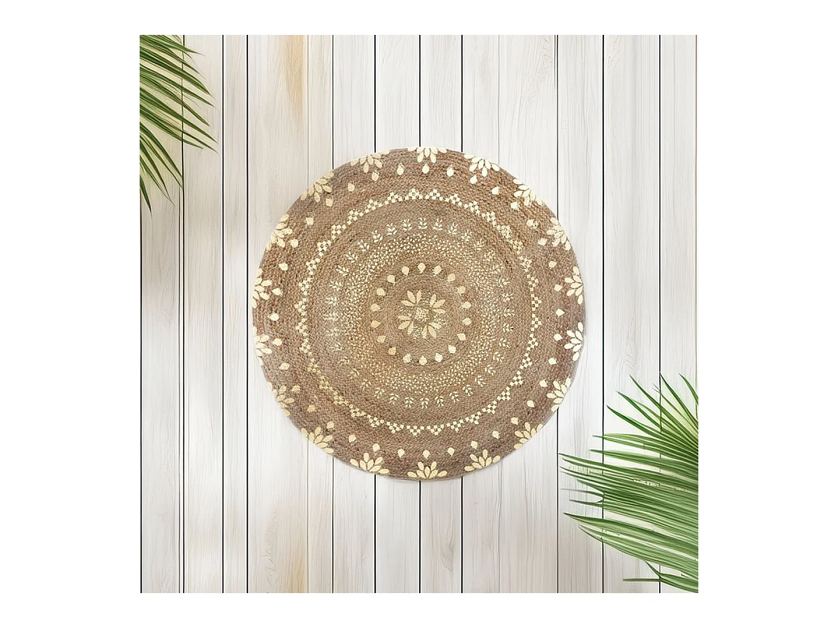 WELL HOME - Tapis en jute doré brillant