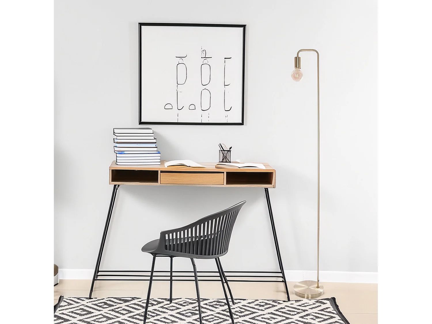 WELL HOME - Lampadaire en métal doré H.150