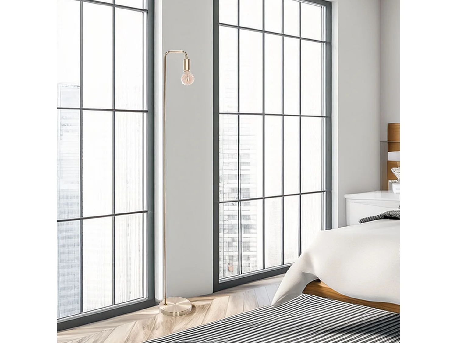 WELL HOME - Lampadaire en métal doré H.150