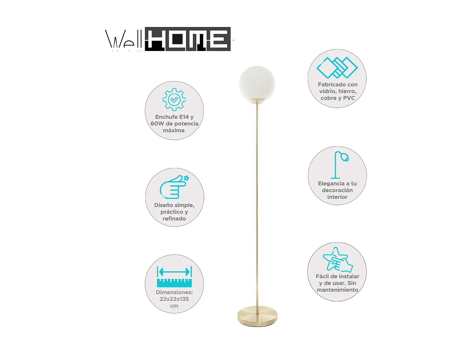 WELL HOME - Lampadaire Boule Dris H. 134 cm