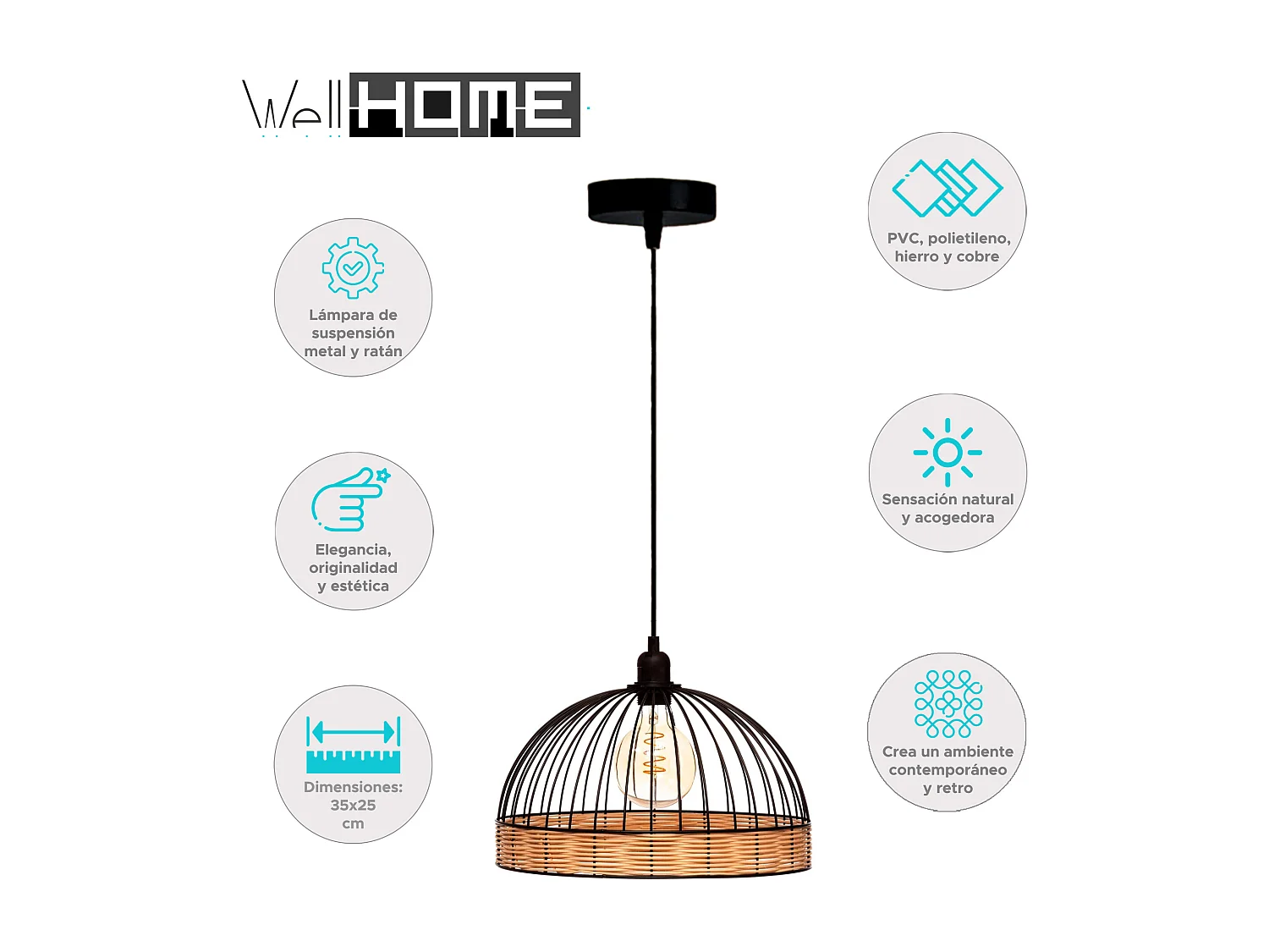 WELL HOME - Lampe à suspension en métal D.35