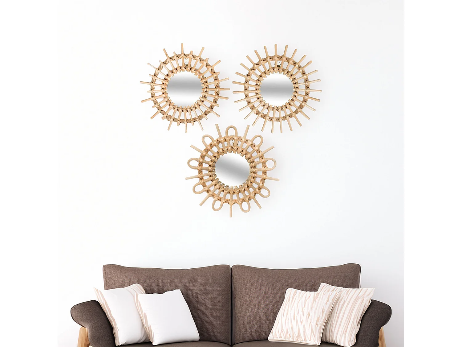 WELL HOME - Lot de 3 miroirs Aida diamètre 28 cm