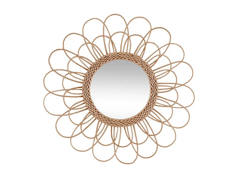 WELL HOME - Miroir Fleur en Rotin D.56 cm
