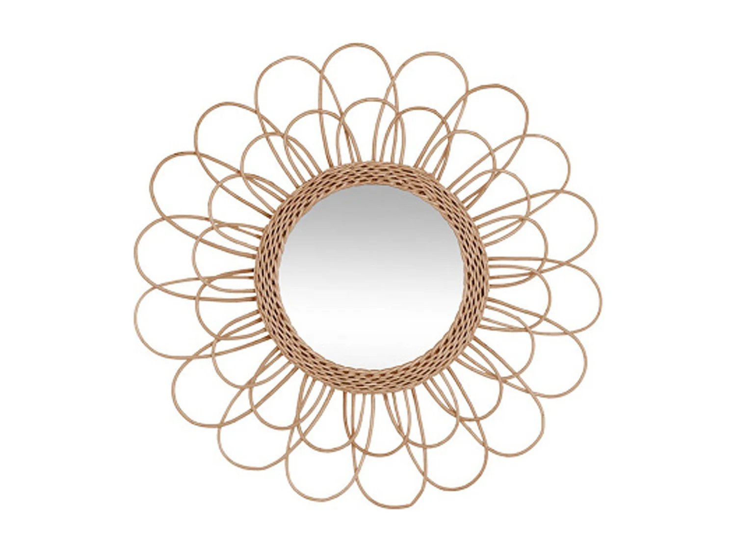 WELL HOME - Miroir Fleur en Rotin D.56 cm