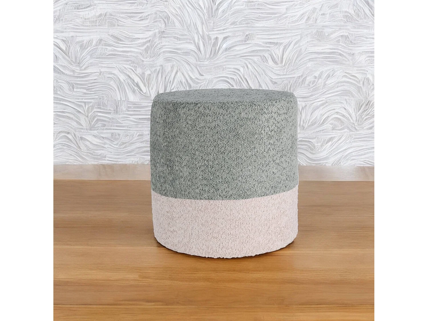 Well Home Tabouret 'Boucle' Ø35cm beige avec bleu