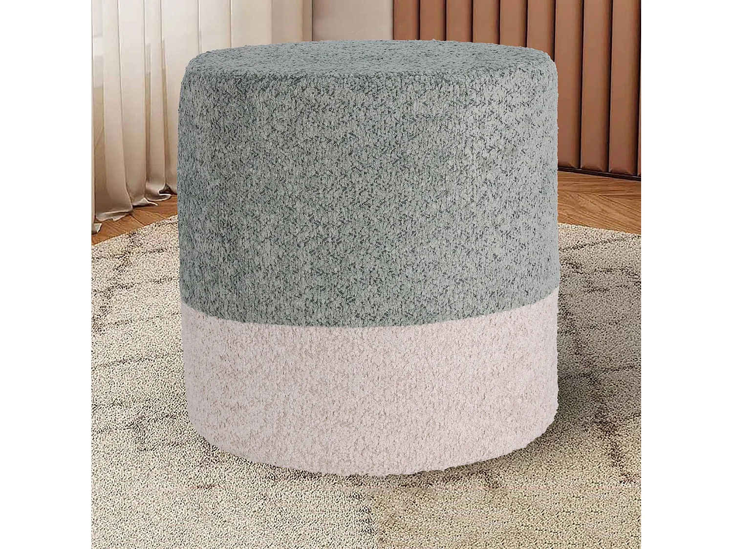 Well Home Tabouret 'Boucle' Ø35cm beige avec bleu