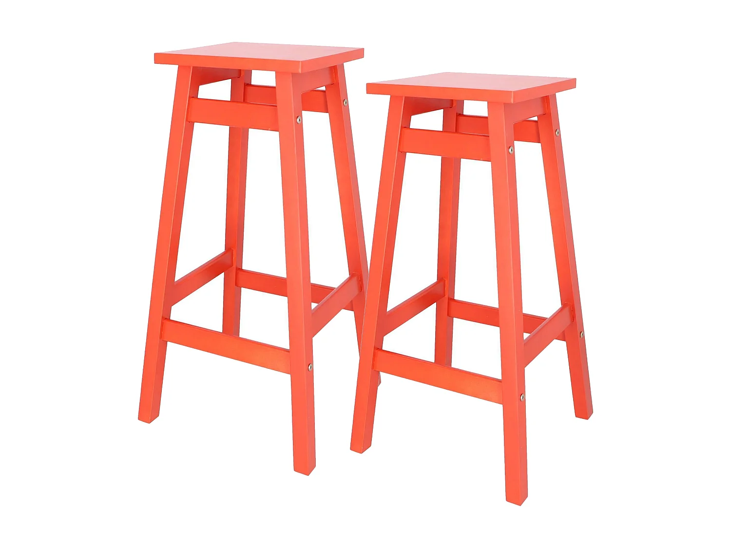 Well Home Lot de 2 Tabourets 'Laira' en Bois de Pin Corail H.70cm