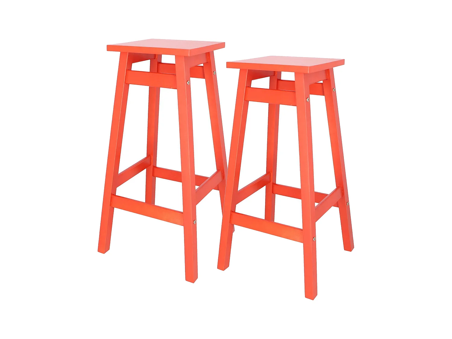 Well Home Lot de 2 Tabourets 'Laira' en Bois de Pin Corail H.70cm