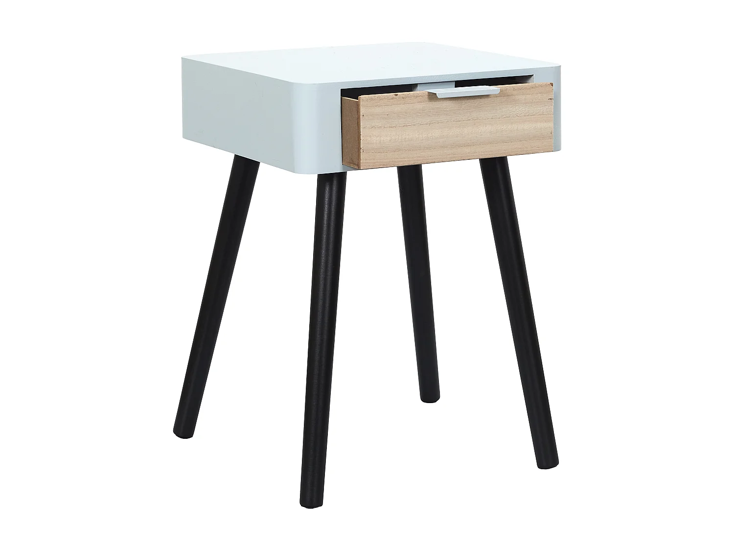 Chevet 1 Tiroir En Bois Gris Noir, Gris