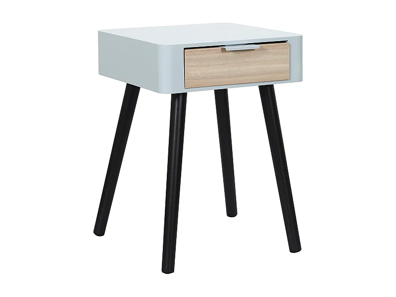 Chevet 1 Tiroir En Bois Gris Noir, Gris