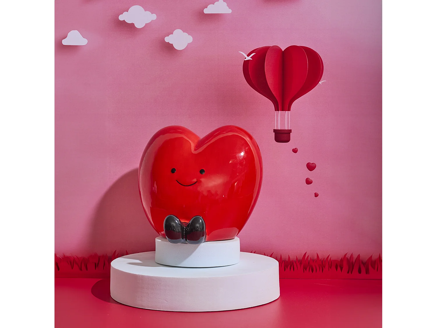 Tirelire Cœur Kawaii Rouge