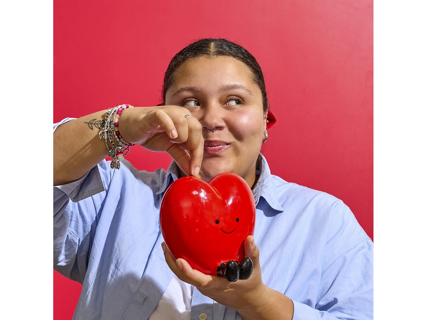 Tirelire Cœur Kawaii Rouge