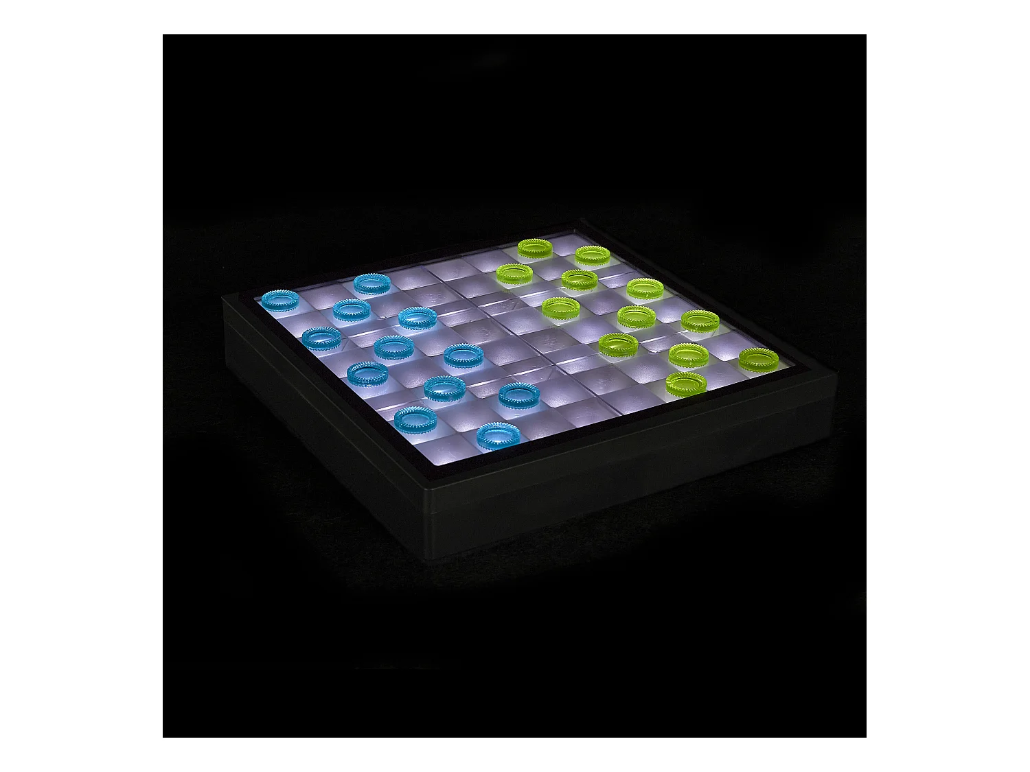 Jeu De Dames Transparent Led Noir, Blanc, Vert, Bleu