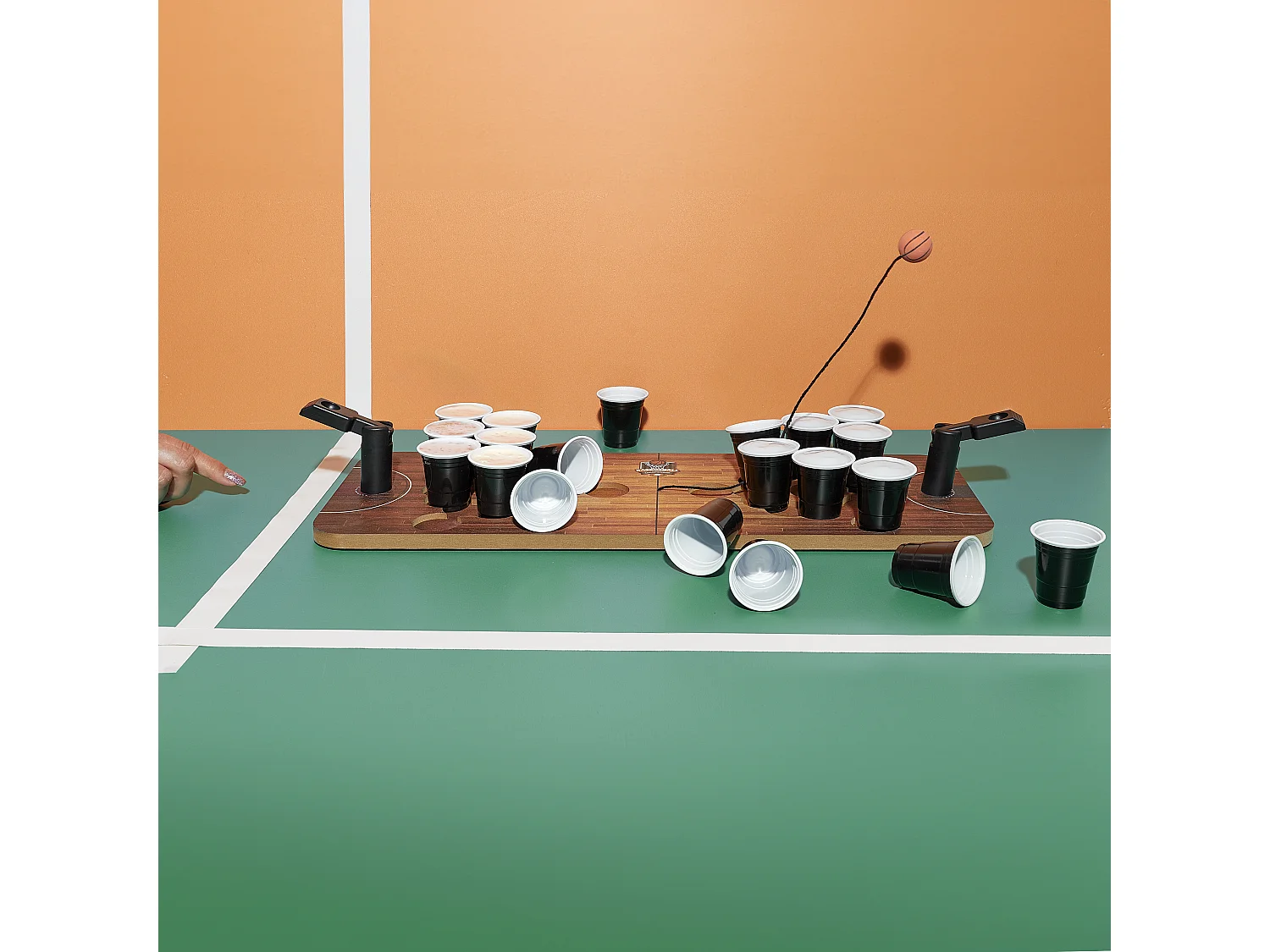 Jeu A Boire Beer Pong Catapulte Noir, Blanc, Marron