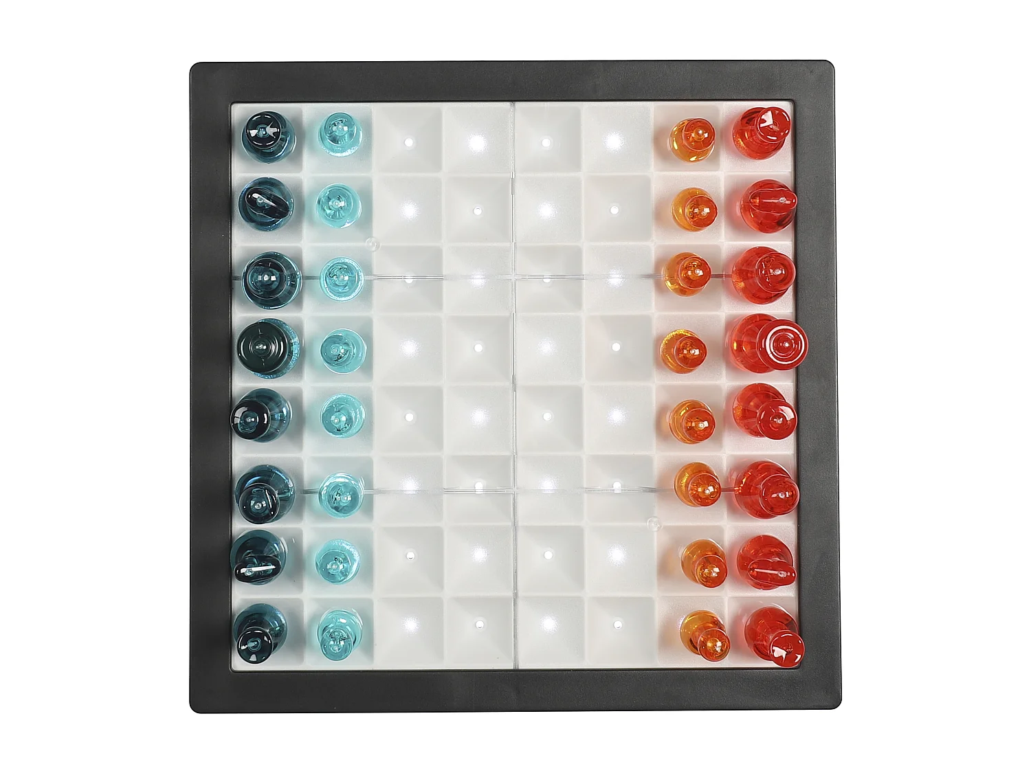 Jeu D Echec Transparent Led Noir, Bleu, Blanc