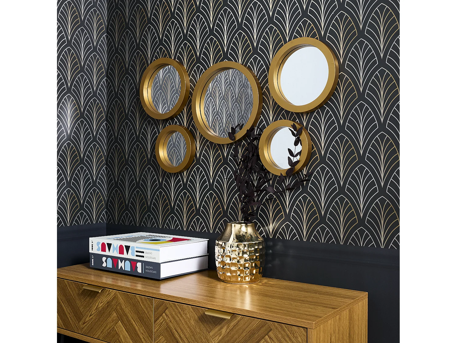 Miroir Rond X5 Dore Or