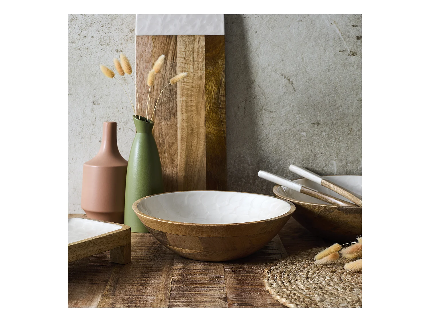 Saladier Manguier Nerina D27.5cm Marron, Beige