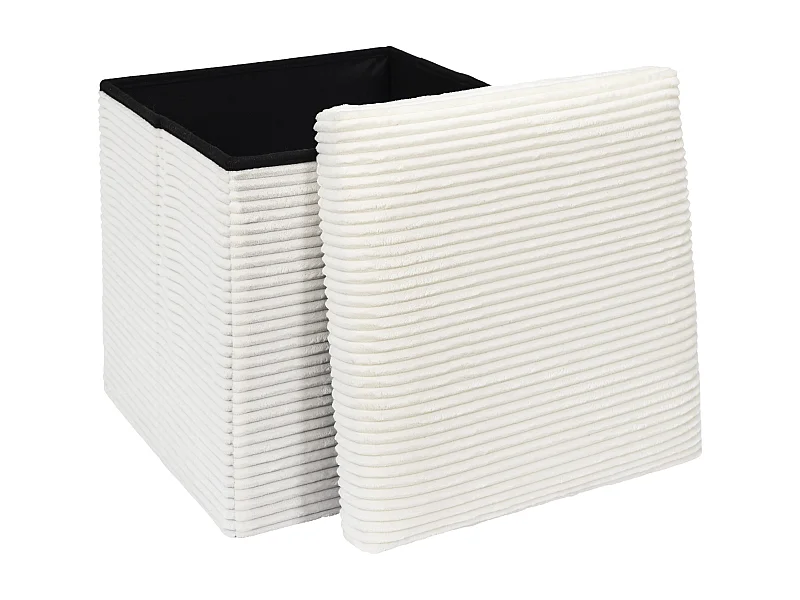 Coffre Pouf Pliable Cotele Scott Beige Beige