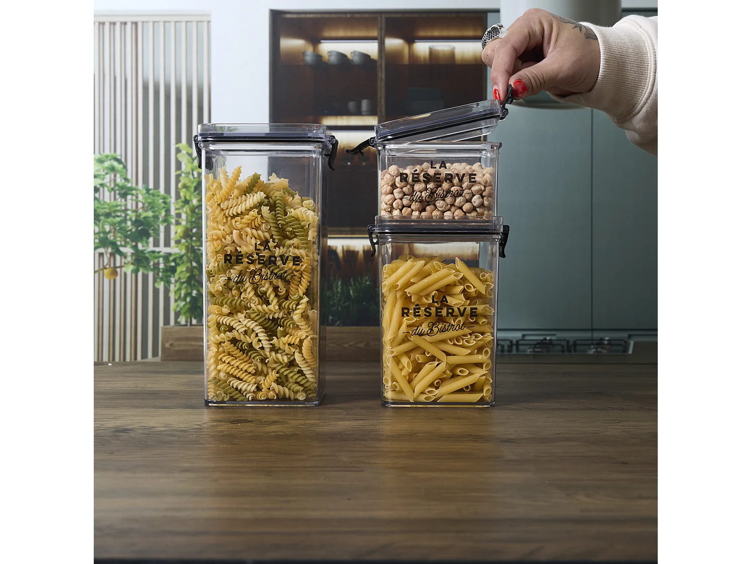 Boites De Conservation X3 Bistrot Noir, Transparent