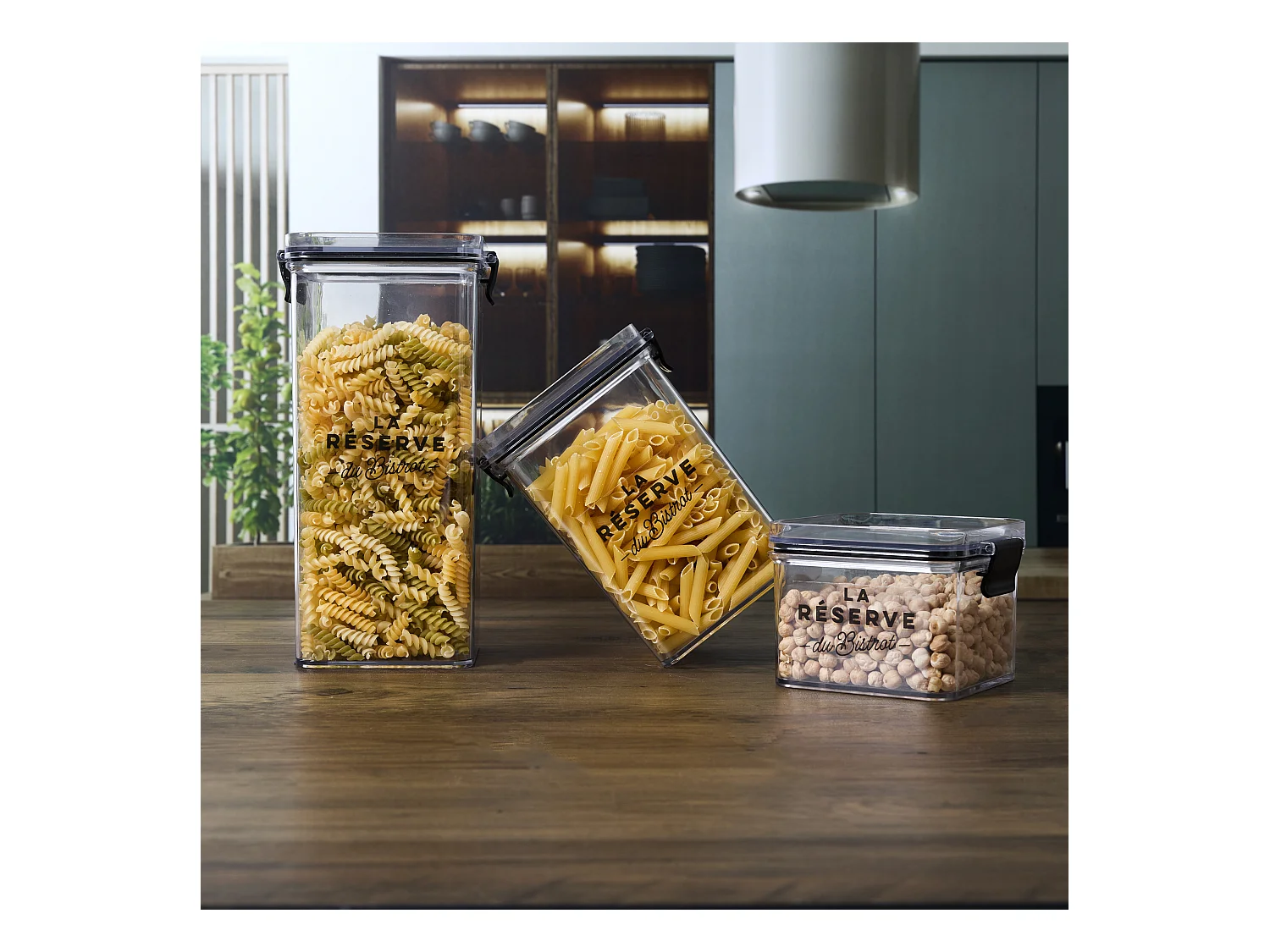 Boites De Conservation X3 Bistrot Noir, Transparent