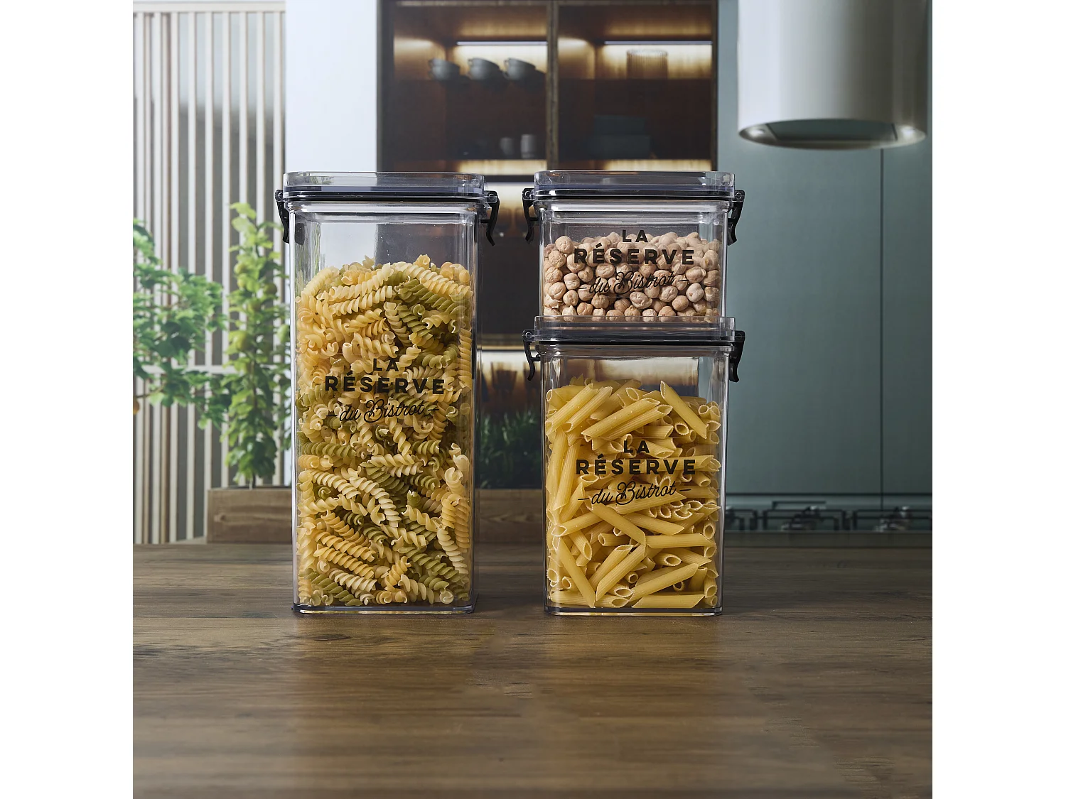 Boites De Conservation X3 Bistrot Noir, Transparent