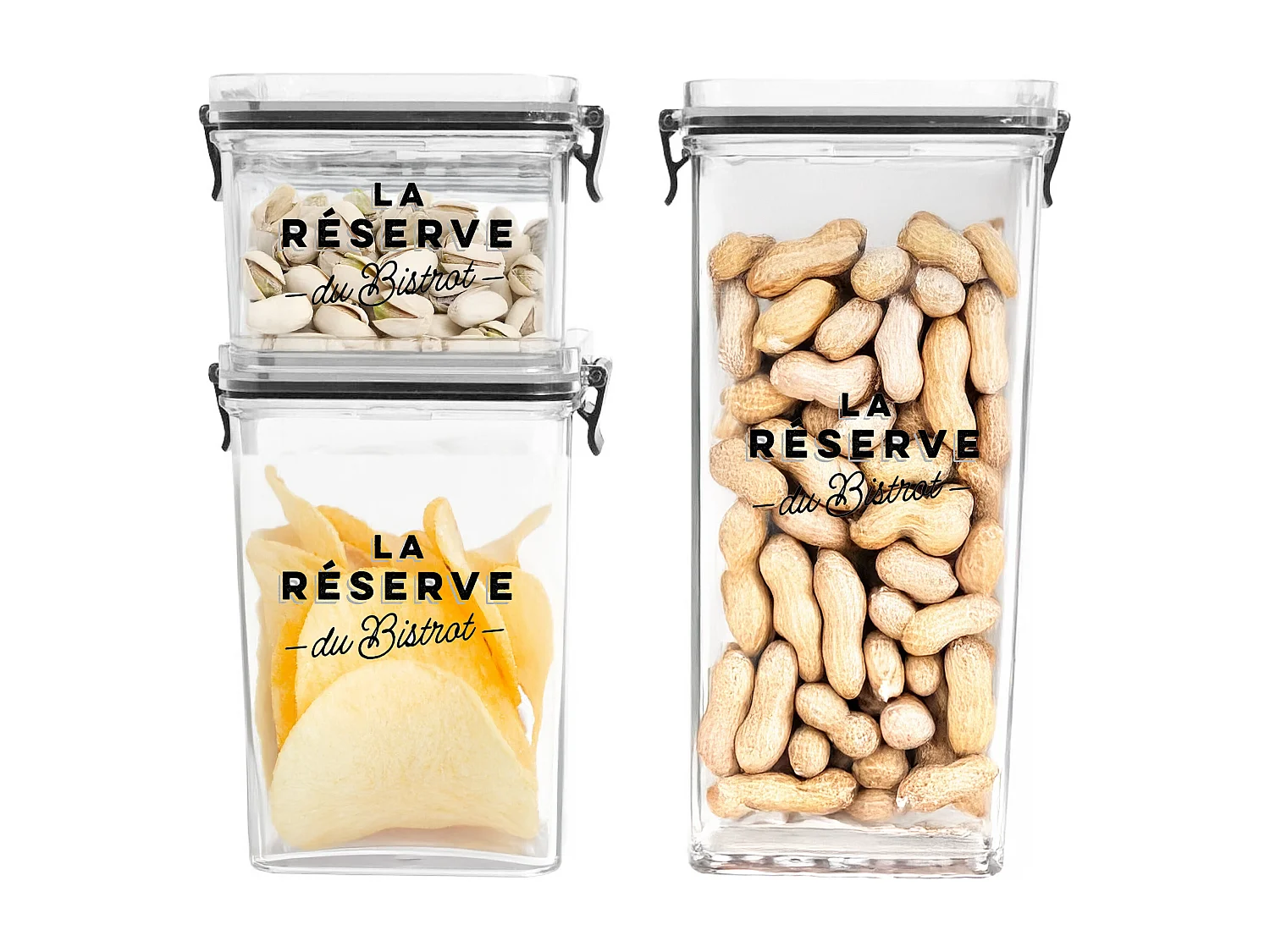 Boites De Conservation X3 Bistrot Noir, Transparent