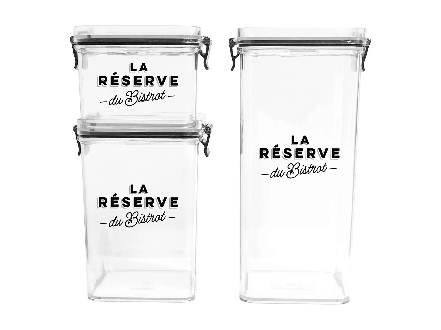 Boites De Conservation X3 Bistrot Noir, Transparent