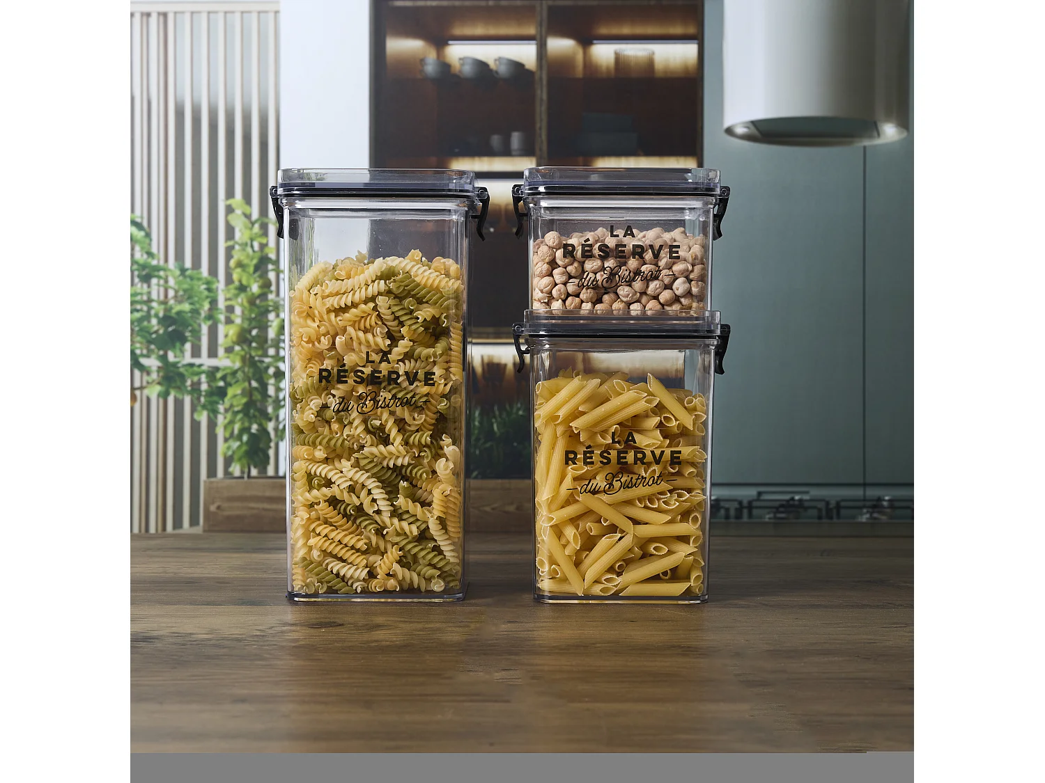 Boites De Conservation X3 Bistrot Noir, Transparent