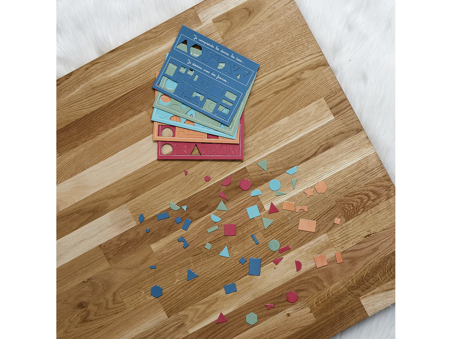 Tableau En Bois Je Comprends Les Formes Multicolore