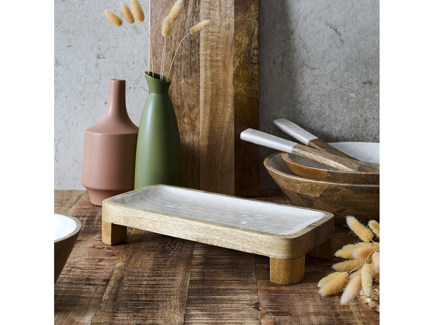 Plat De Presentation Manguier Nerina 30cm Marron, Beige