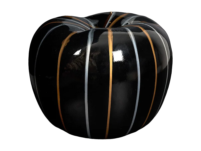 Statue Pomme Coulure Bronze Et Argent H27cm Noir, Argent, Marron