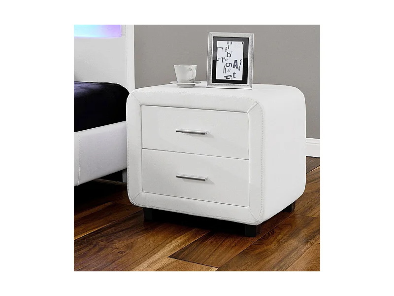 Table Chevet Design En Simili Cuir Zest - Couleurs - Blanc