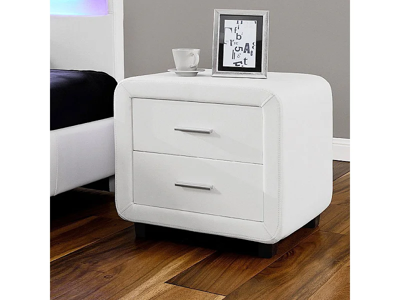Table Chevet Design En Simili Cuir Zest - Couleurs - Blanc