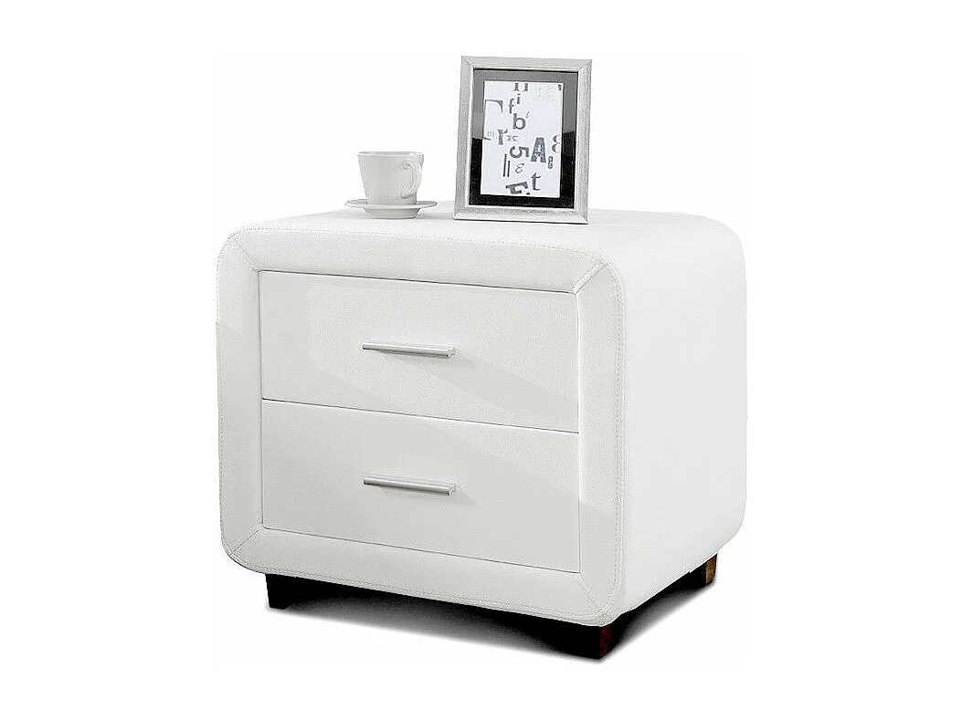 Table Chevet Design En Simili Cuir Zest - Couleurs - Blanc