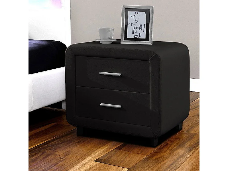 Table Chevet Design En Simili Cuir Zest - Couleurs - Noir