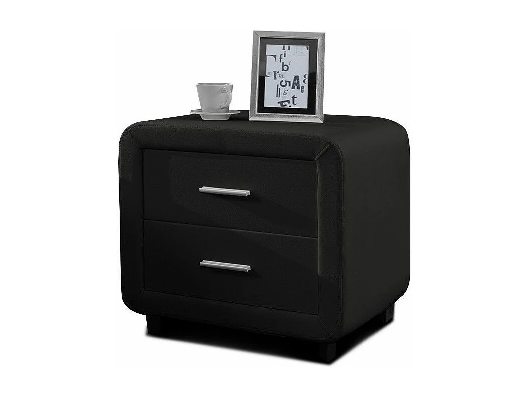 Table Chevet Design En Simili Cuir Zest - Couleurs - Noir