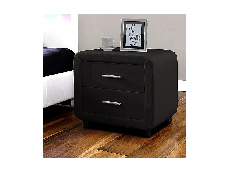 Table Chevet Design En Simili Cuir Zest - Couleurs - Noir