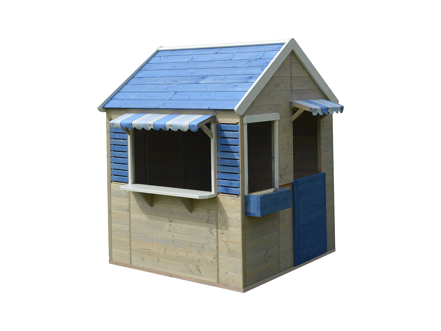 Kangui - Maison de jardin enfant extérieur - Cabane en Bois avec plancher - Toit étanche - Bleu et Blanc