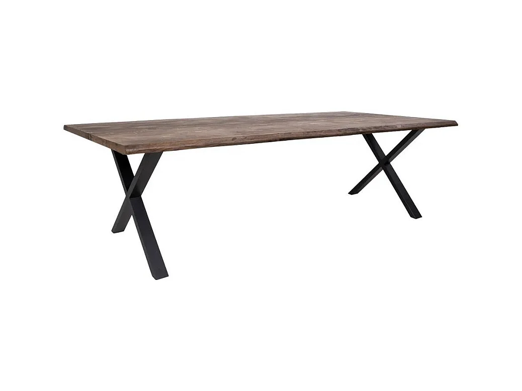 Gerookte geoliede eikenhouten eettafel met golvende rand 100x300x75 cm