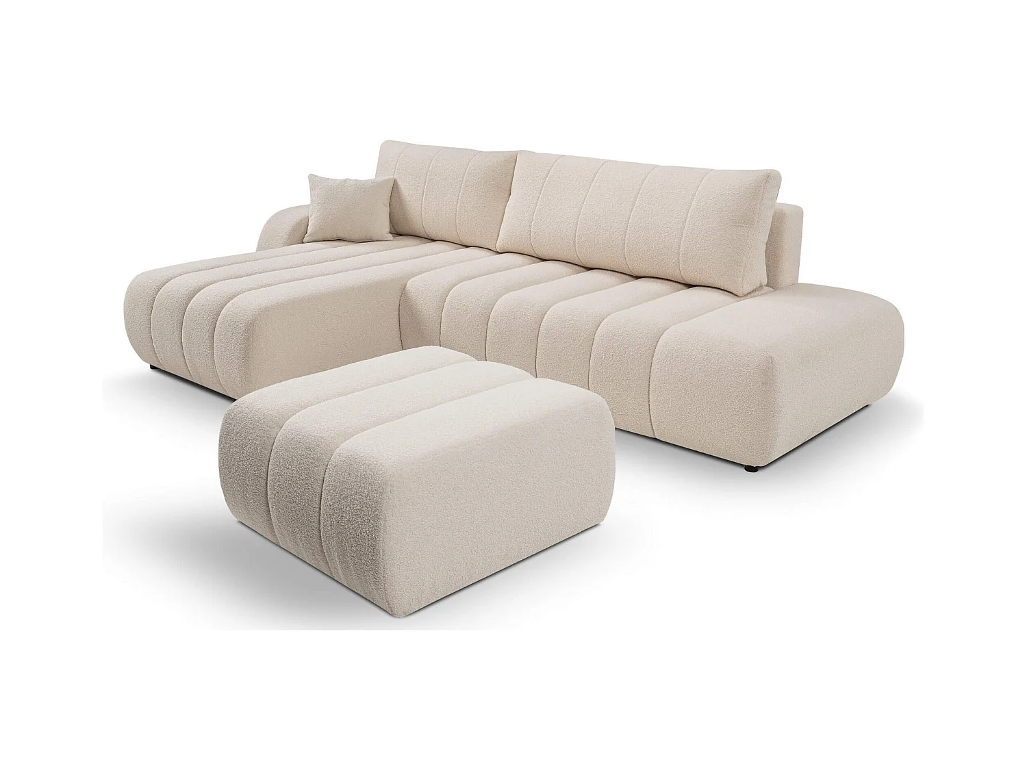 Canapé d'angle avec fonction sommeil BALOO - Design moderne, haute fonctionnalité, assise confortable, matériaux durables, couleur blanc, gauche