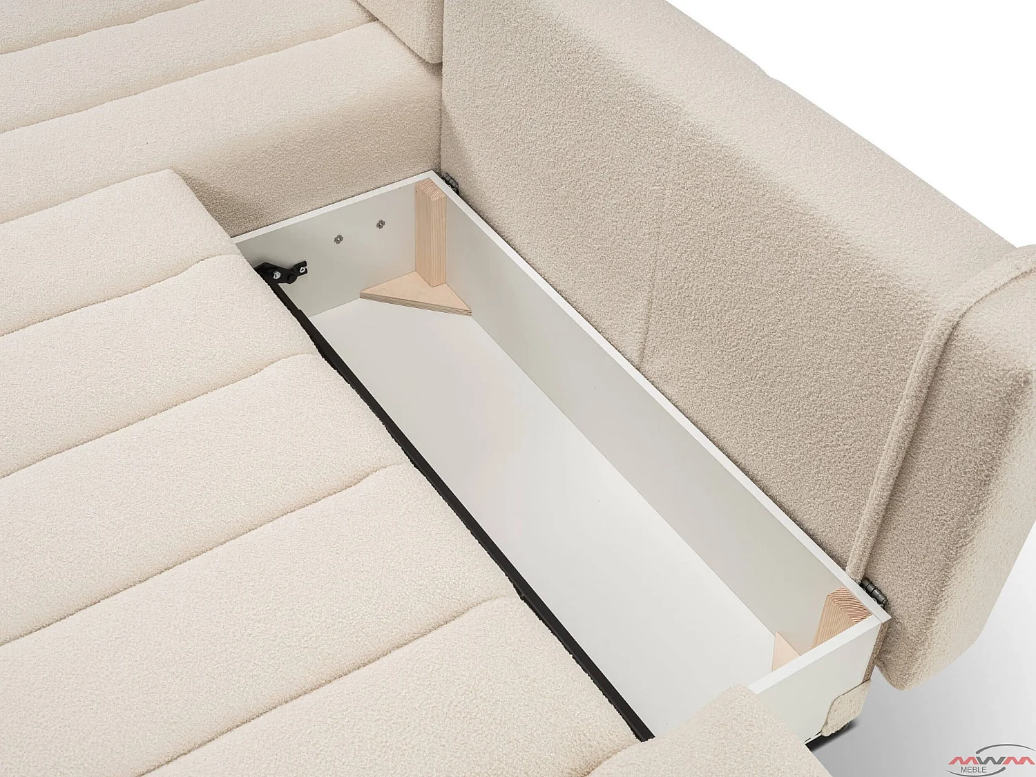 Canapé d'angle avec fonction sommeil BALOO - Design moderne, haute fonctionnalité, assise confortable, matériaux durables, couleur blanc, gauche