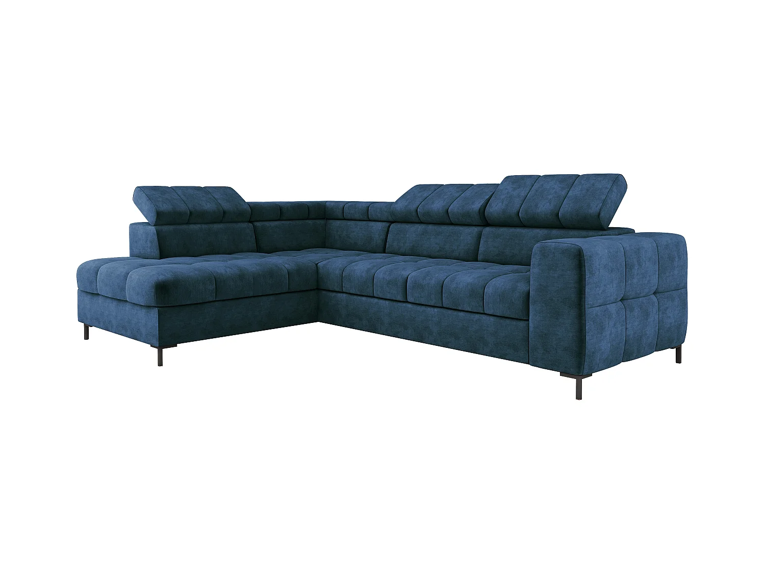 Canapé d'Angle PABLOS avec Têtière Réglable 279x201cm | Couchage & Rangement, Bleu Cloud, Gauche
