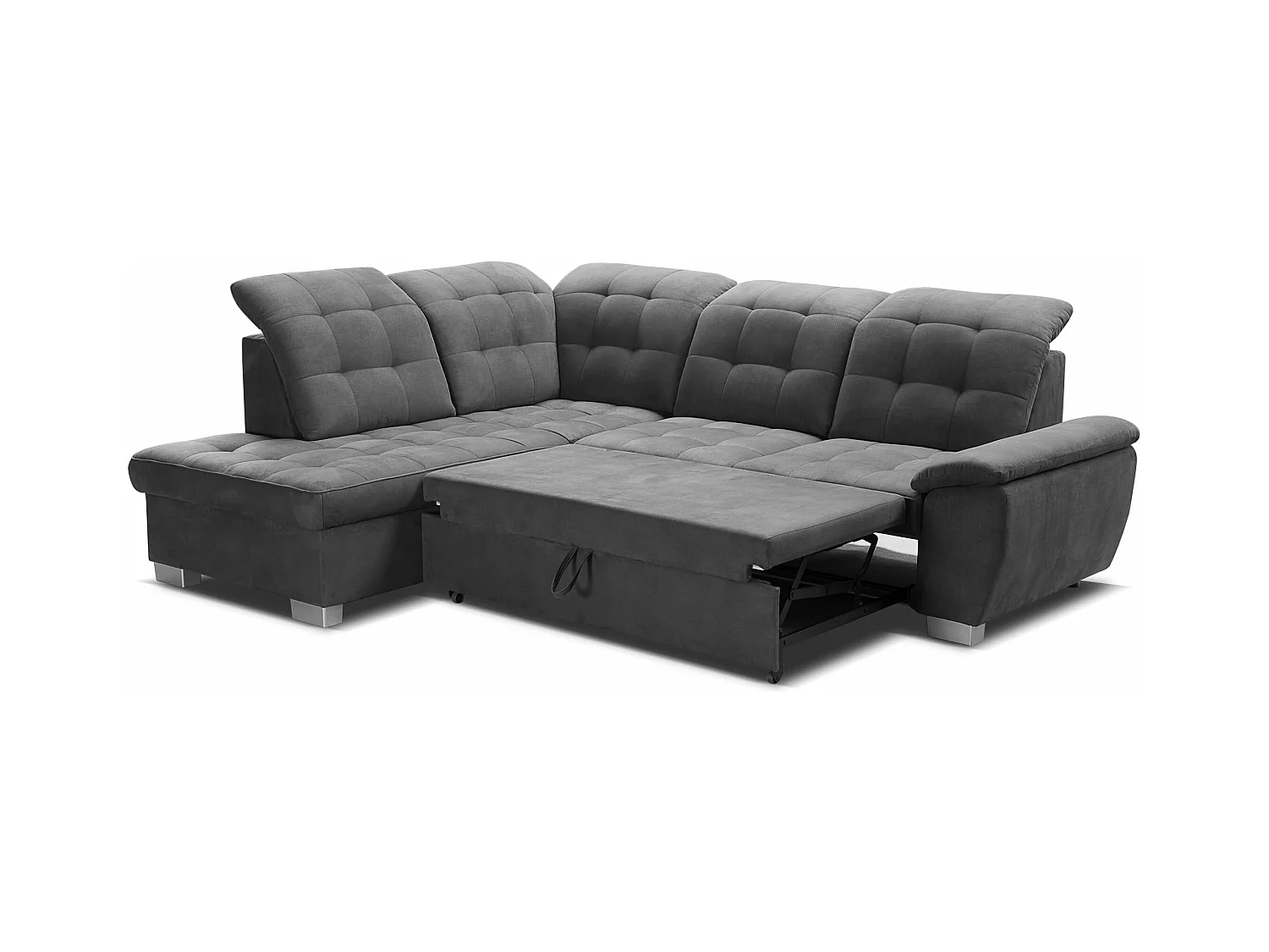 Canapé d'angle LOTTA, 258x212cm, avec fonction de couchage et revêtement de haute qualité - idéal pour petites et grandes pièces, à gauche, BOURGOGNE