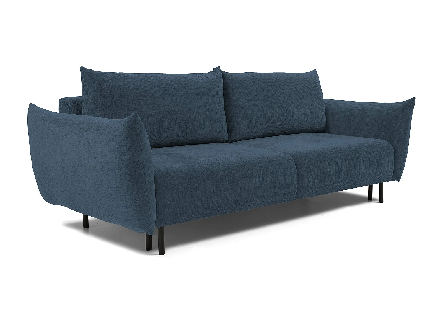 ADEL-Sofa, modernes Schlafsofa mit Stauraum, Silikonkissen, Wellenfedern, MEERESGRÜN, 145x200 cm
