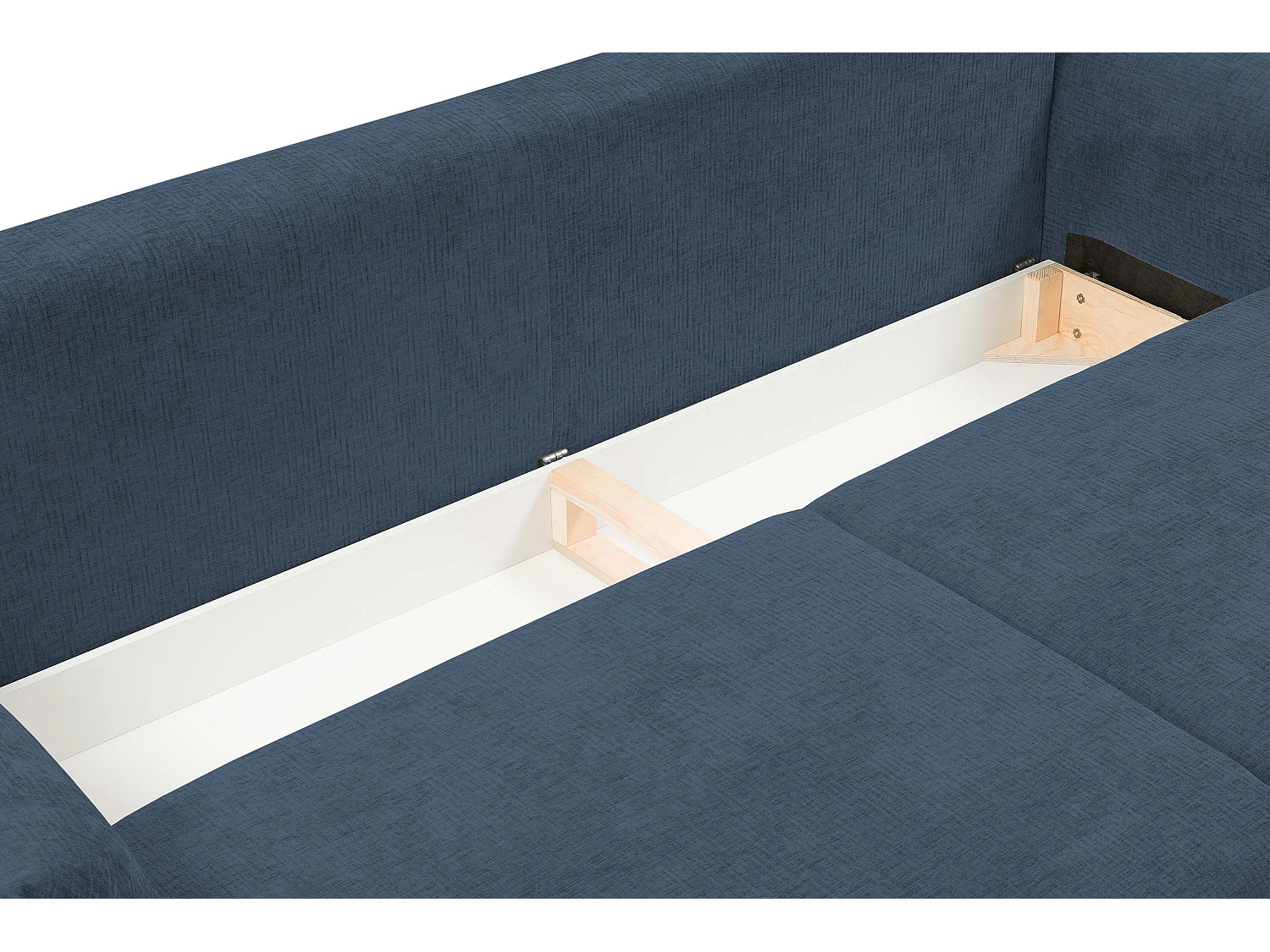 Canapé-lit moderne ADEL avec rangement, coussins en silicone, ressorts ondulés, BLEU MARIN, 145x200 cm