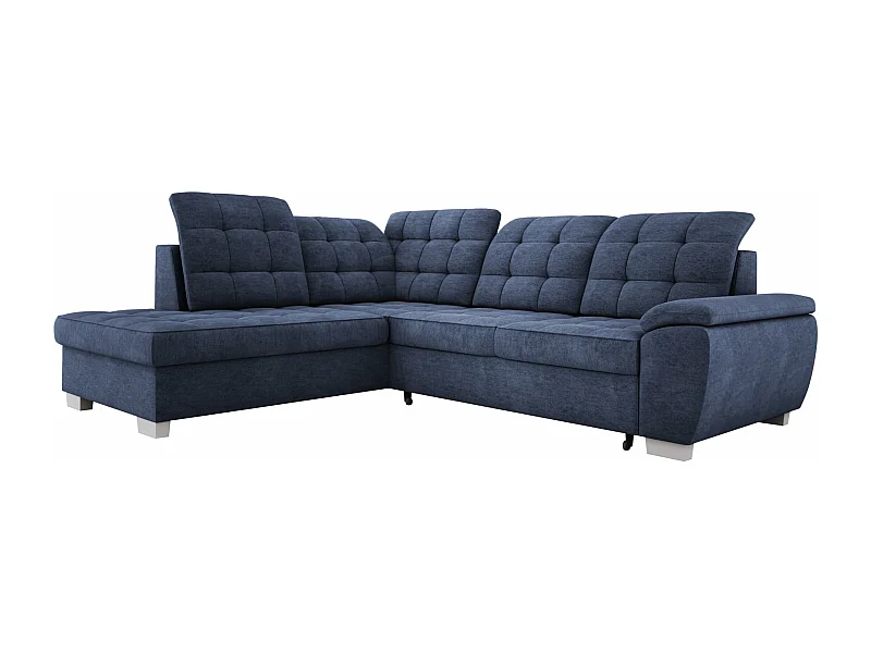 Ecksofa LOTTA, 258x212cm, mit Schlaffunktion und hochwertigem Bezug - ideal für kleine und große Räume, links, BLAU