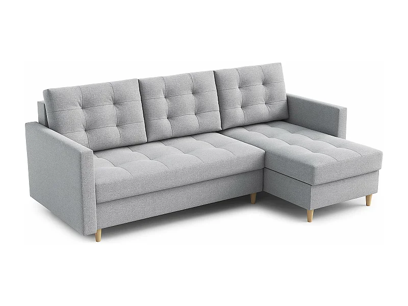 Ecksofa DIVO mit Schlaffunktion, 224x103 cm, elegantes Design, hochwertige Materialien, Farbe Hellgrau, Rechts