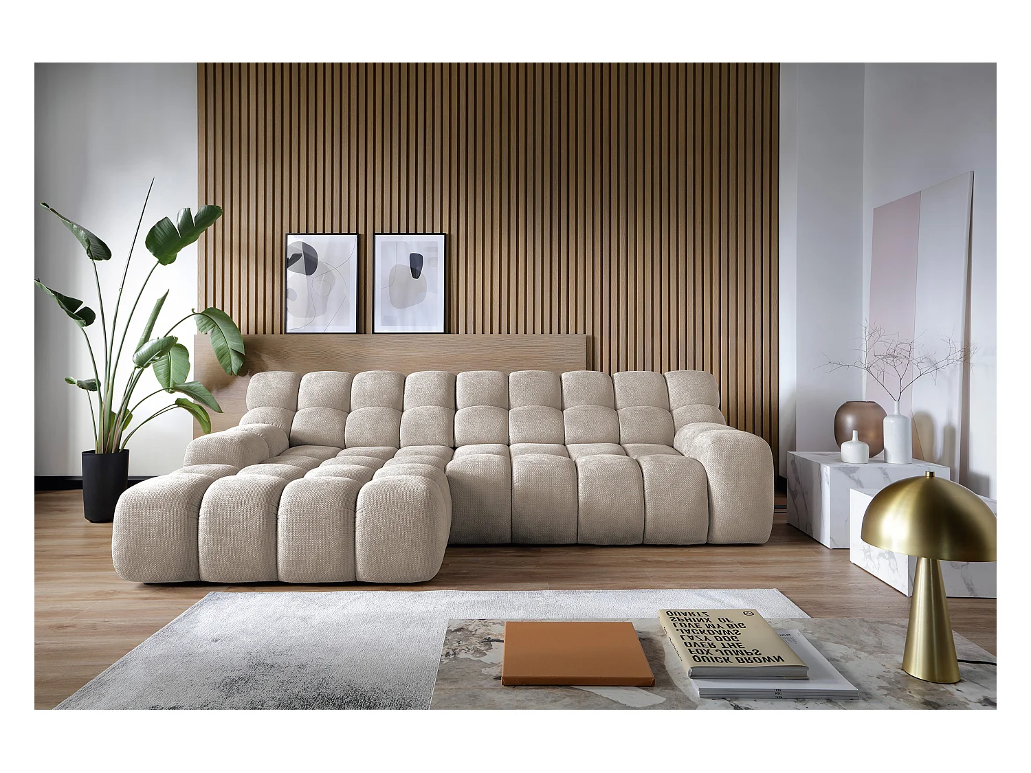 Ecksofa CAMPILE mit elektrisch verschiebbarem Sitz, verstellbare Kopfstützen, Layout Links, 288x119x85 cm, Farbe Grau