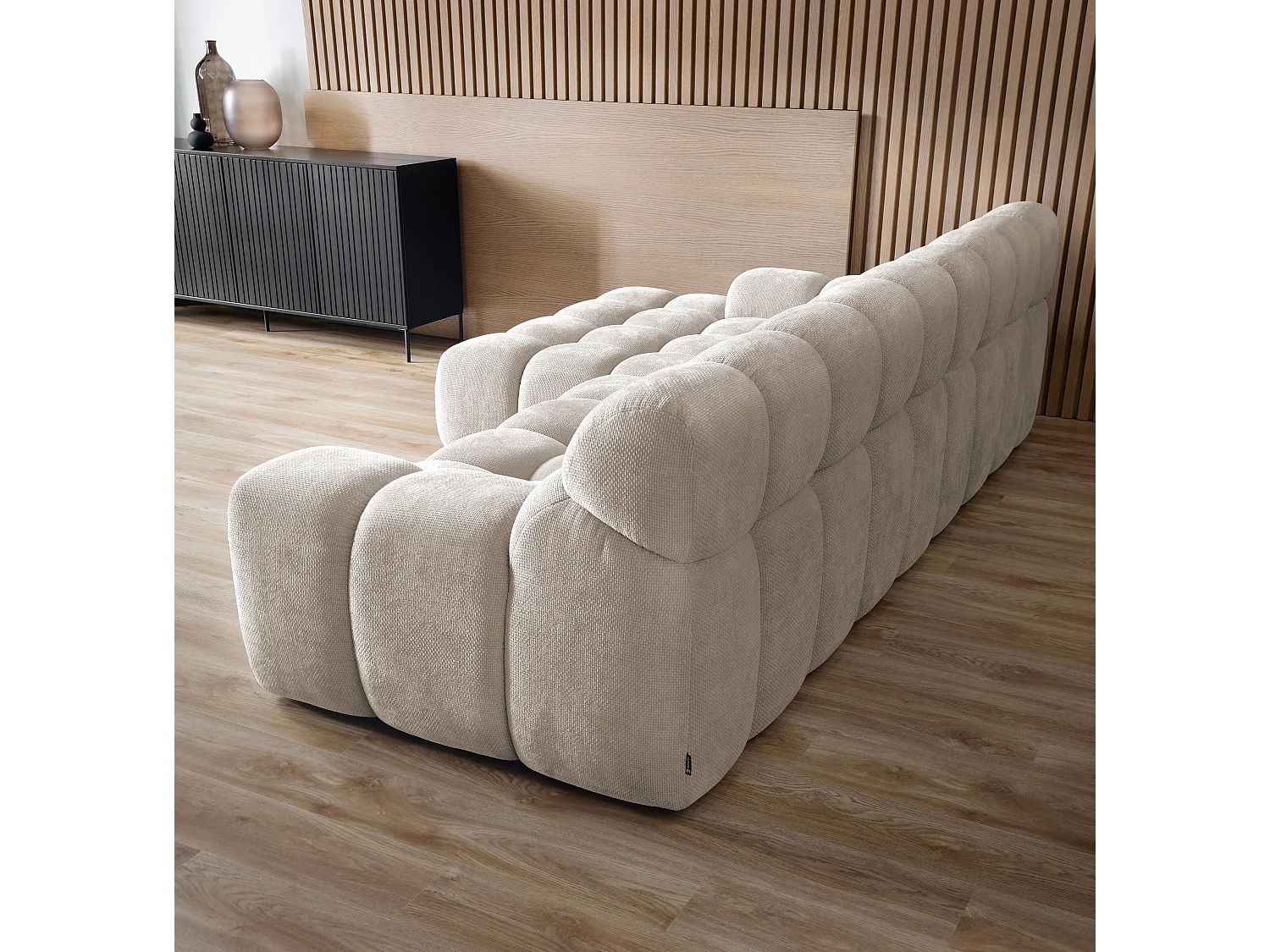 Ecksofa CAMPILE mit elektrisch verschiebbarem Sitz, verstellbare Kopfstützen, Layout Links, 288x119x85 cm, Farbe Grau