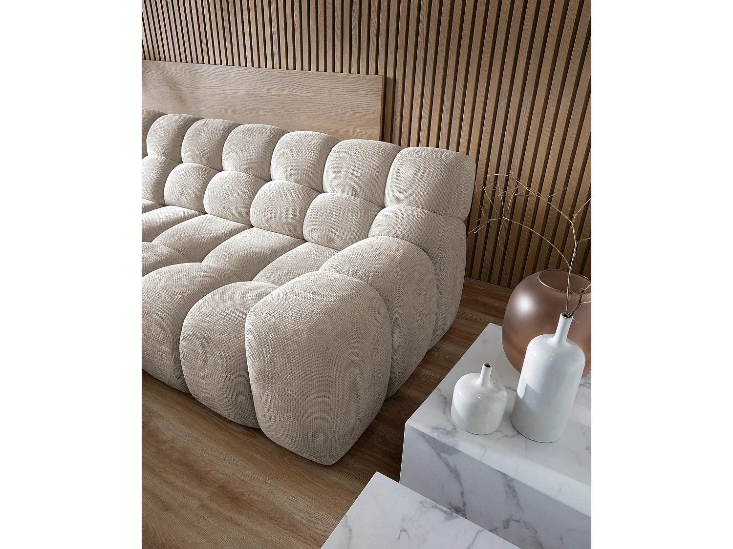 Ecksofa CAMPILE mit elektrisch verschiebbarem Sitz, verstellbare Kopfstützen, Layout Links, 288x119x85 cm, Farbe Grau